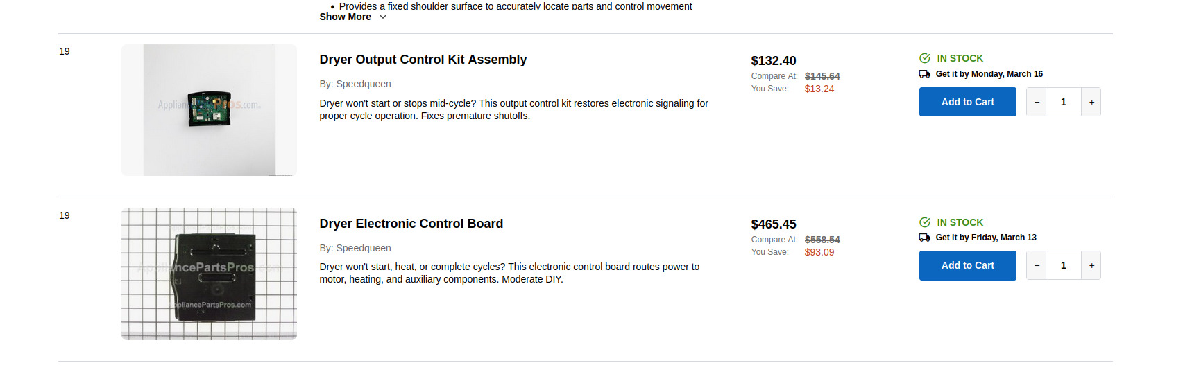 The confusing parts listing online